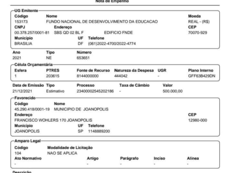 Transferência do governo federal para expansão da pré-escola